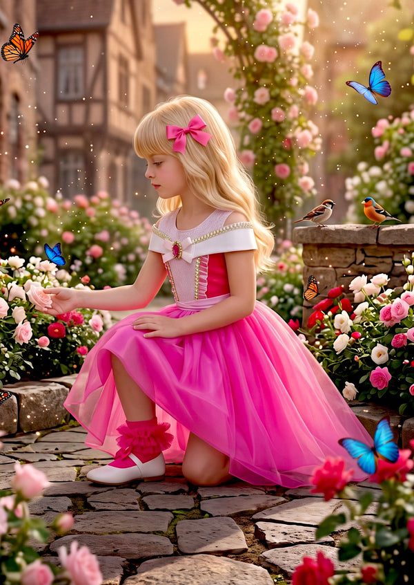 Pink Sleeping Beauty Princess Gown – Girls Fairytale Dress