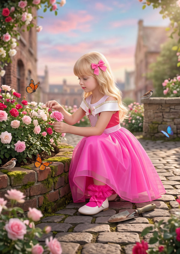 Pink Sleeping Beauty Princess Gown – Girls Fairytale Dress