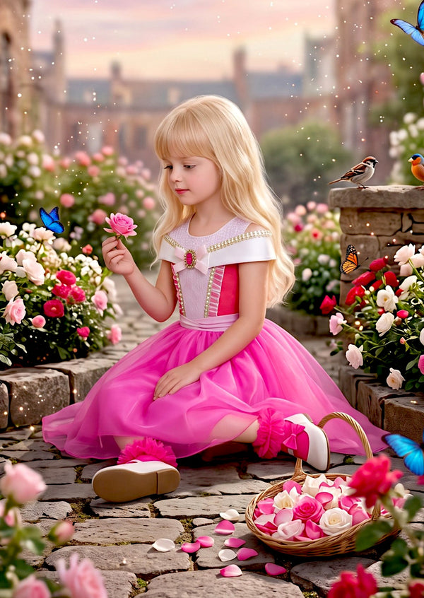 Pink Sleeping Beauty Princess Gown – Girls Fairytale Dress