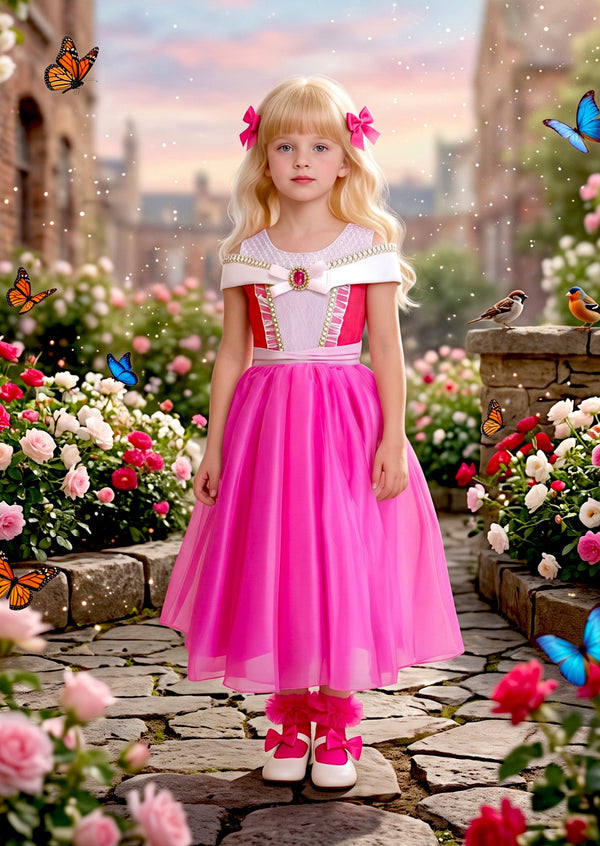 Pink Sleeping Beauty Princess Gown – Girls Fairytale Dress