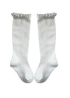 Lace Top Knee High Socks White