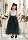 Hunter Green Tulle & Lace Flower Girl Dress Sleeveless