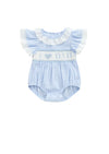 I Love Dad Smocked Romper || Light Blue