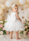 Petit Flowers Baby Girl 1st, 2nd Birthday Dress White back view