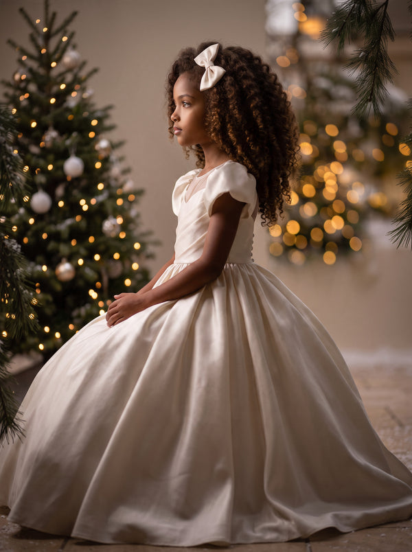 Viana Gown Ivory Satin Flower Girl Dress | Flower Girl Dresses