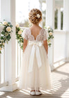 Flutter Sleeve Ivory Flower Girl Dress - Flower Girl Dresses
