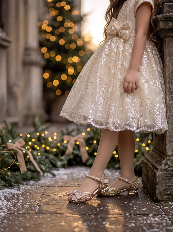 Alarie Girls Ivory Crystal Lace Party Dress - Flower Girl Dresses