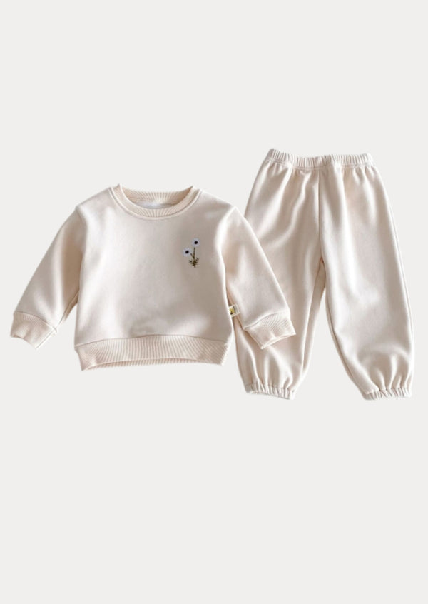 Relaxed Jogger & Crew Set in Soft Beige