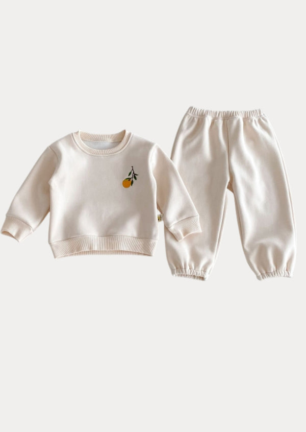 Relaxed Jogger & Crew Set in Soft Apricot