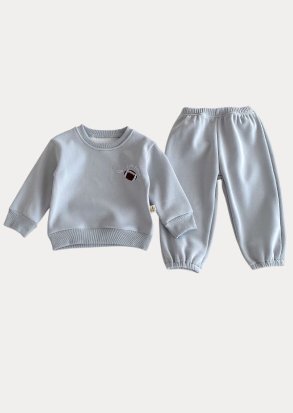Relaxed Jogger & Crew Set in Soft Blue