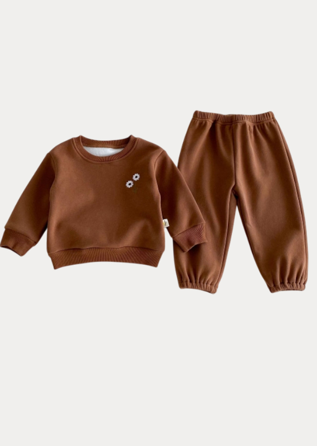 Relaxed Jogger & Crew Set in Soft Brown