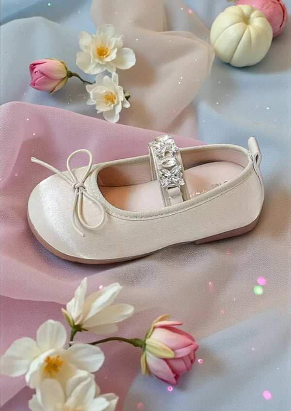 Juliette Flower Girl Ballet Flats in Pale Gold for toddlers
