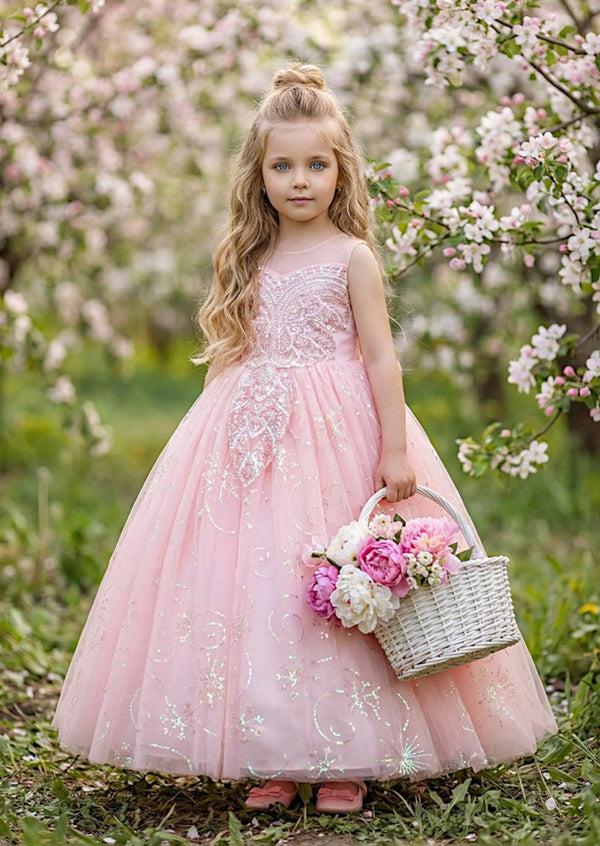 Anniston Girls Lavender  Sparkly Flower Girl Dress