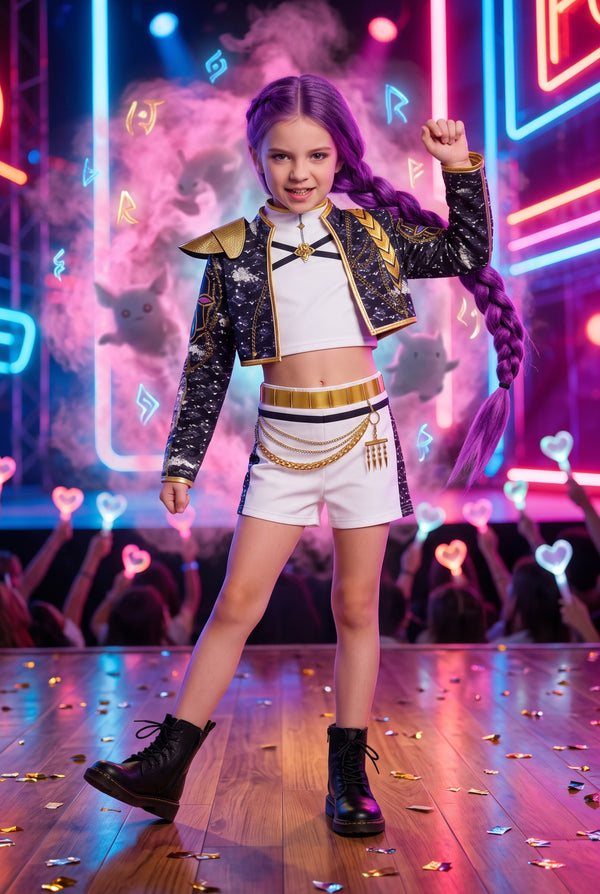 Girls K‑Pop Demon Hunter Costume | Premium Fantasy Outfit