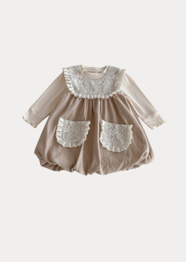 Kenzie 2 Pc Bubble Dress & Top Set in Khaki