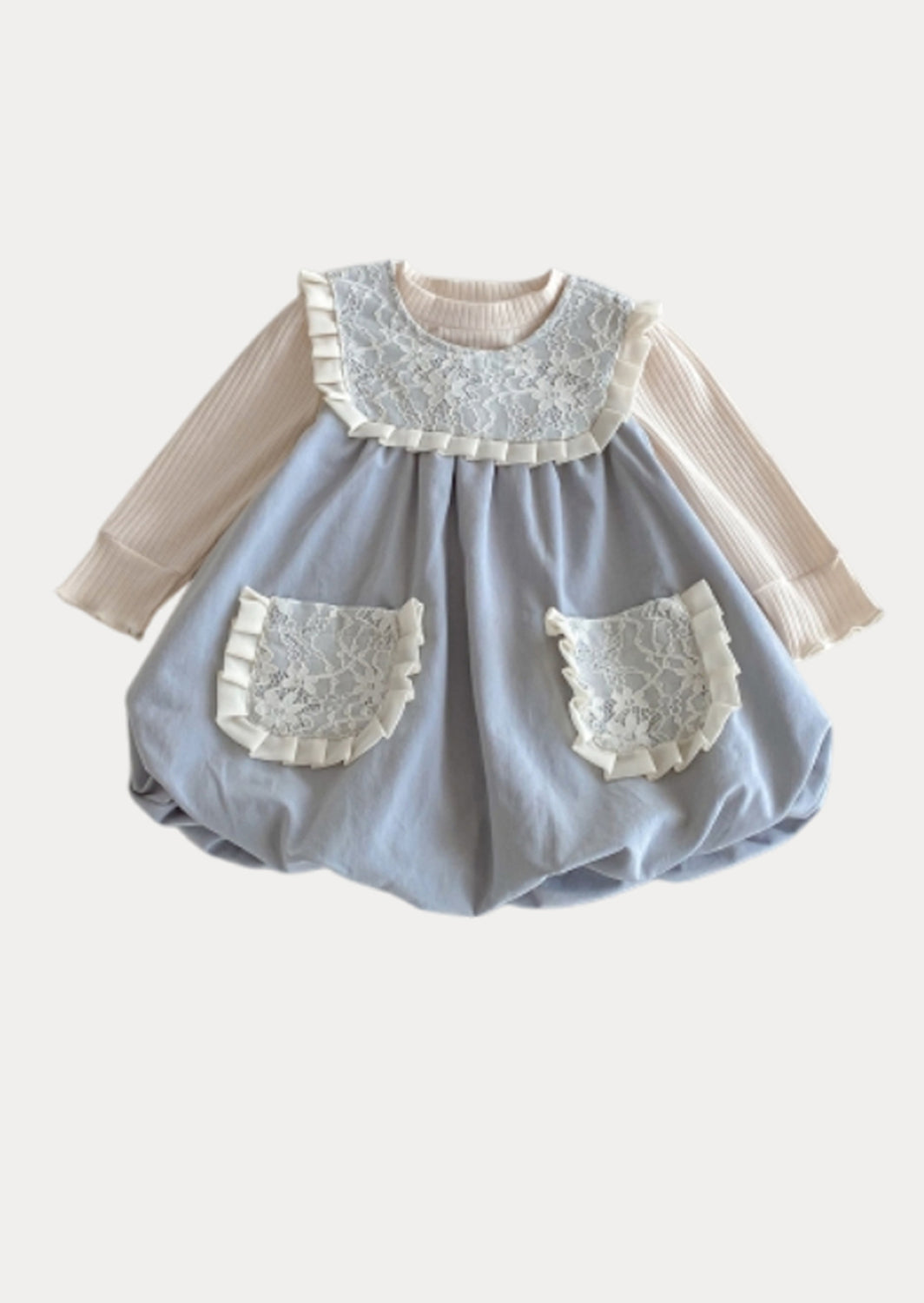 Kenzie 2 Pc Baby Bubble Dress & Top Set in Blue