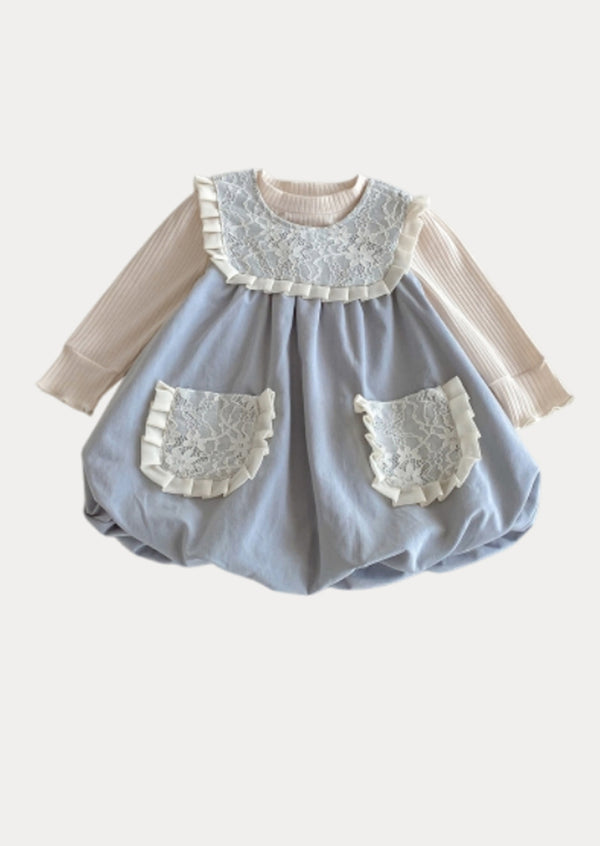 Kenzie 2 Pc Baby Bubble Dress & Top Set in Blue