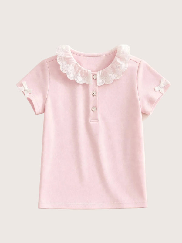 Kitty Girls White Cotton Short Sleeve Polo | Girls Polo Shirts