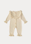 Ruffle Knit Baby Jumpsuit in Cream