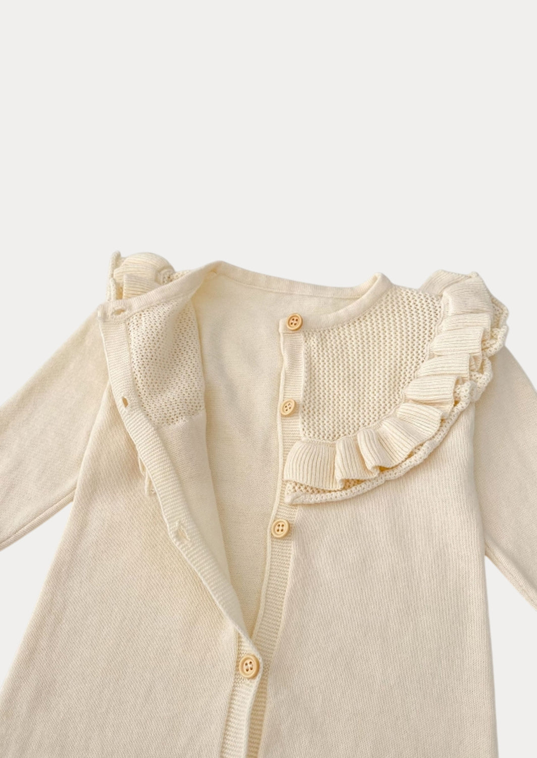 Ruffle Knit Jumpsuit in Cream