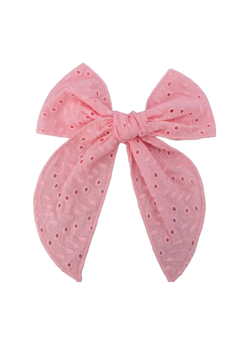 Little Girls Cotton Candy Pink Lace Hair Bow