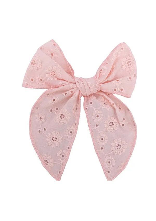Little Girls Cotton Light Pink Lace Hair Bow