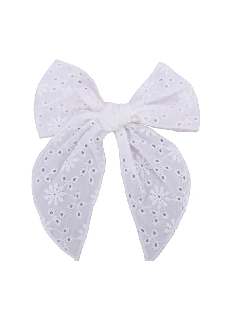 Little Girls White Lace Hair Bow