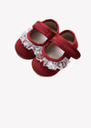 Velvet Softies Lace Trimmed Baby Shoes in Red
