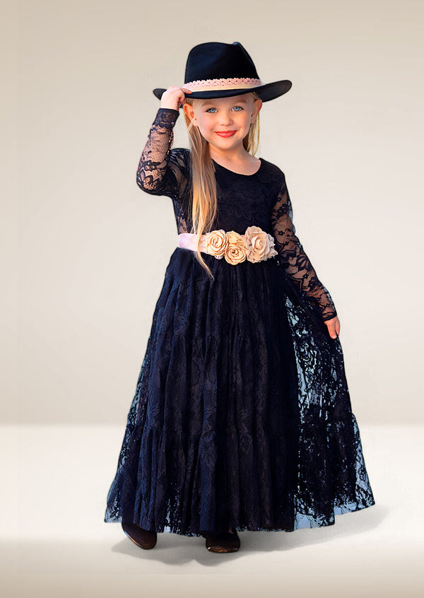 elegant black lace flower girl dresses for toddlers