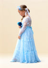 Blue lace pretty flower girl dresses for toddlers and juniors