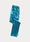 Toddler Girl Bright Blue Lame' Leggings for girls offer both comfort and durability, ideal for school days or active play. 