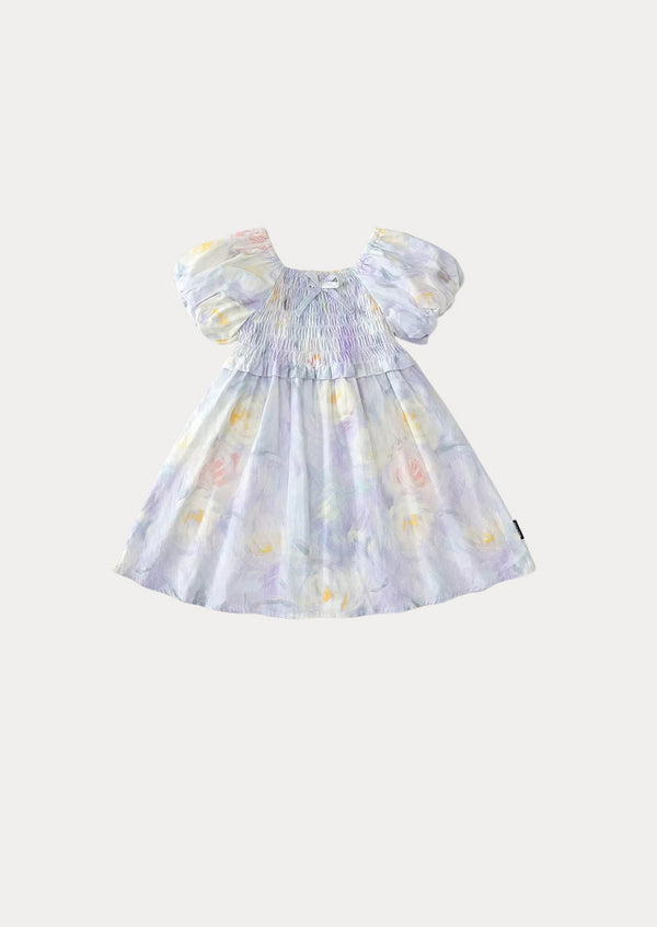 Lavender Blue Watercolor Rose Dress