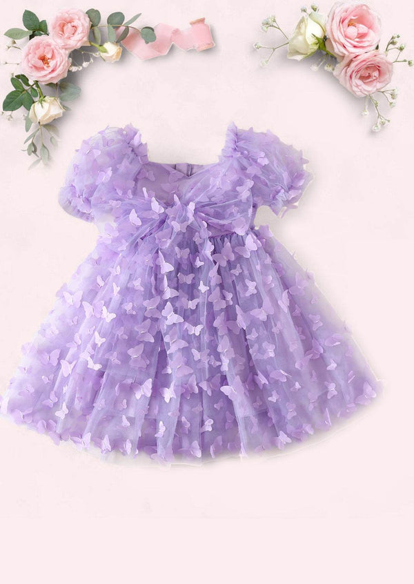 Fancy Lavender Butterfly Toddler Girl Birthday Party & Celebration Dress