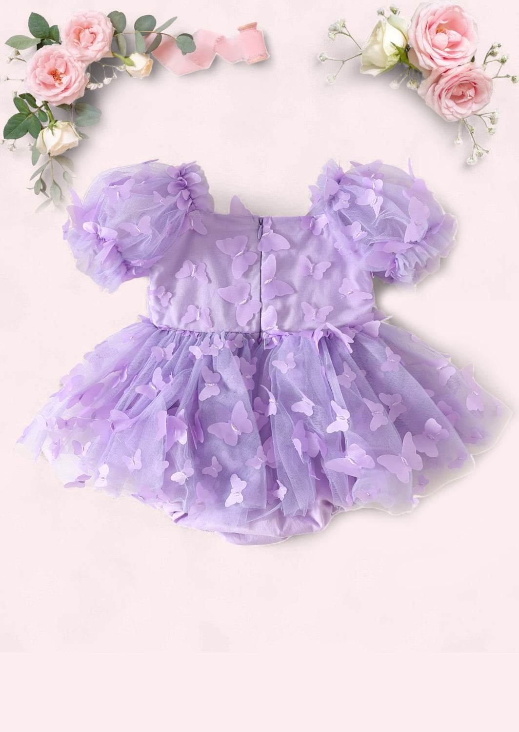 Zaya Solid Lavender Butterflies Romper