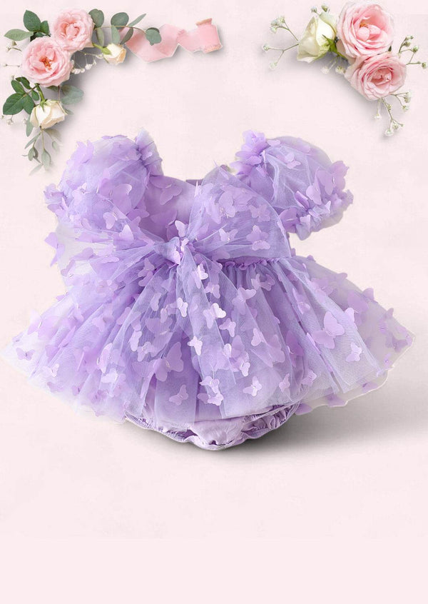 Cake Smash Outfit Girl Lavender Butterfly Baby Romper 1st Birthday