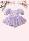 Enchanted Floral Baby Girl Romper in Lavender