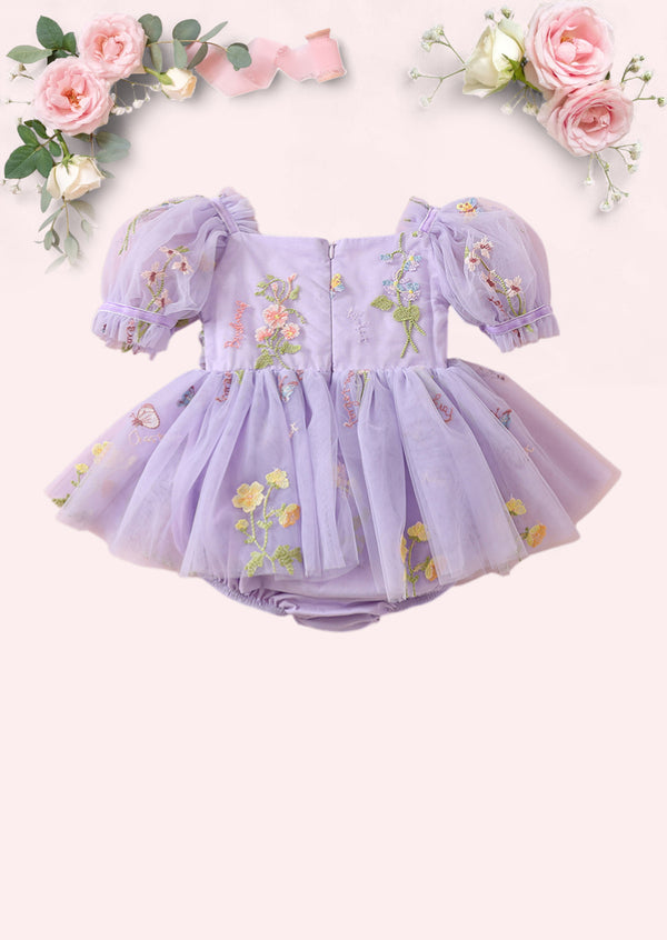 Enchanted Floral Baby Girl Romper in Lavender