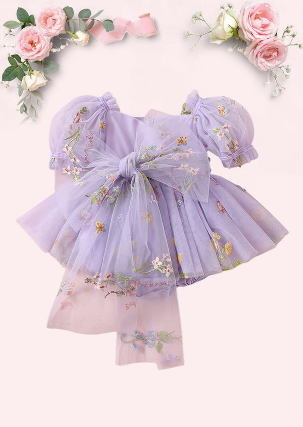 Enchanted Floral Baby Girl Romper in Lavender