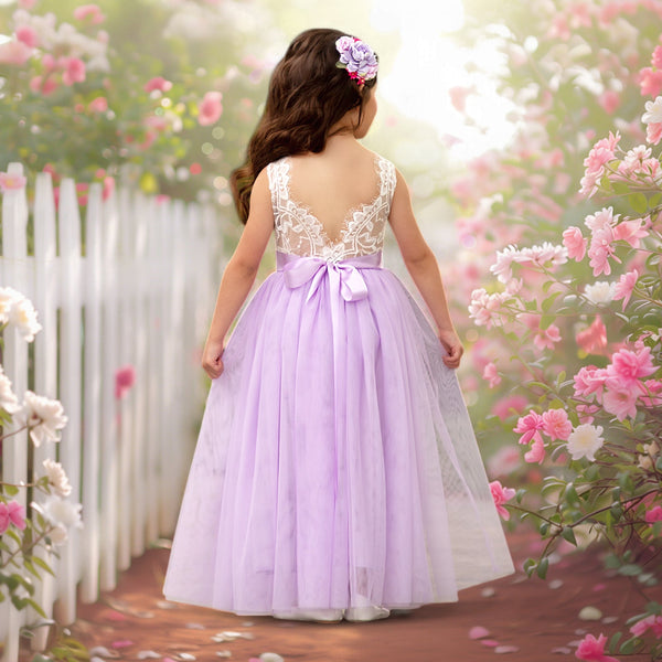 Sleeveless Lavender Flower Girl Dresses, Elegant Wedding Style