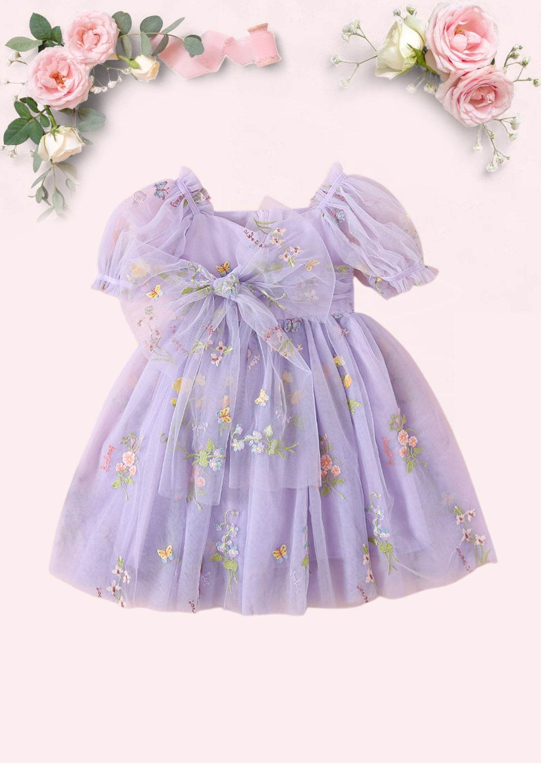 Enchanted Floral Party Dress in Lavender