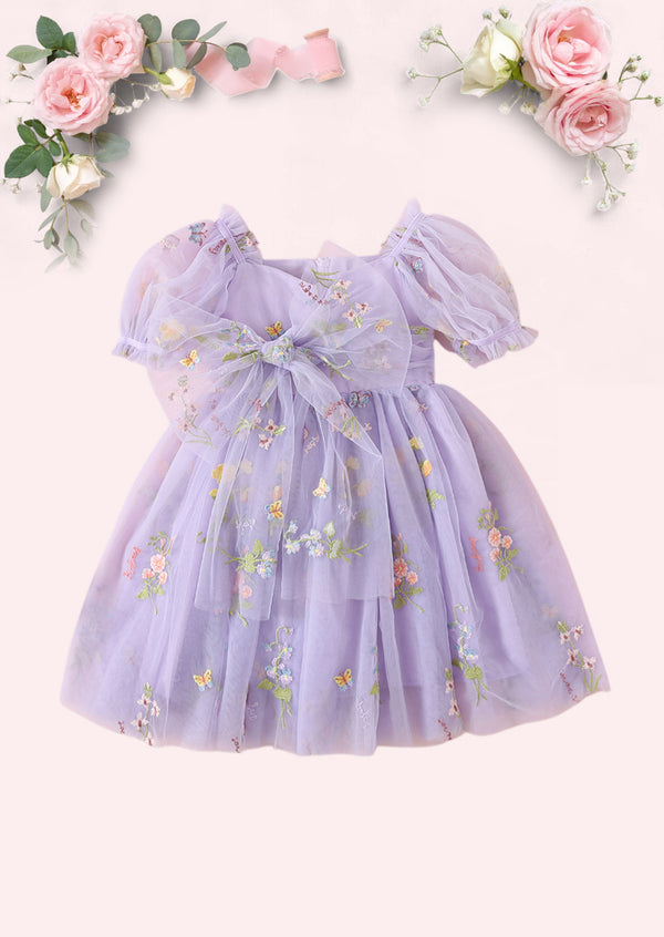 Enchanted Floral Party Dress in Lavender