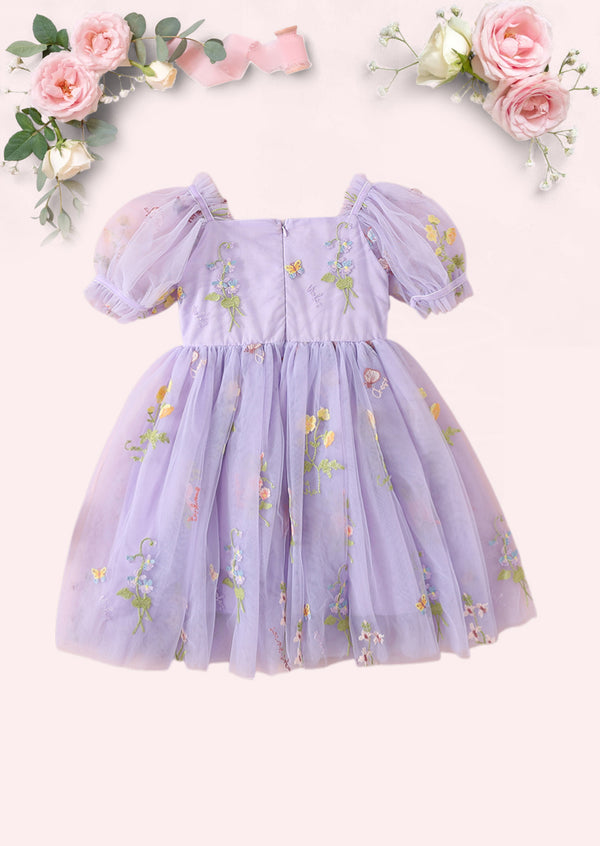 Enchanted Floral Party Dress in Lavender