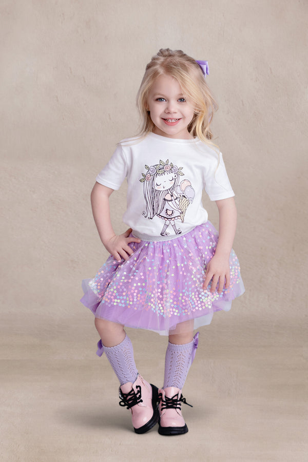 Lavender Flower Sprinkles Tutu Skirt