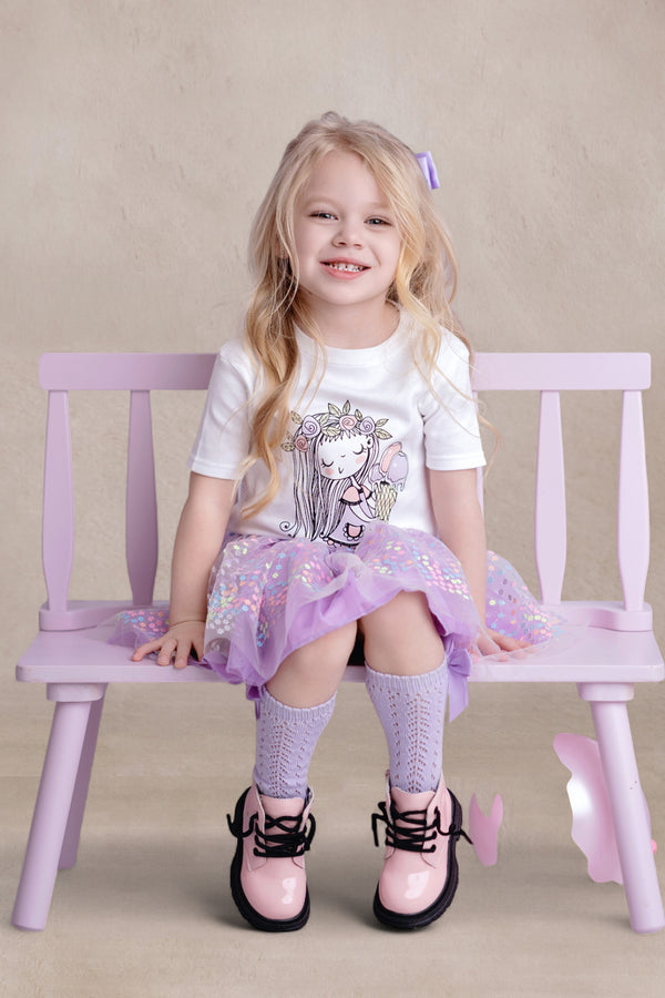 Lavender Flower Sprinkles Tutu Skirt