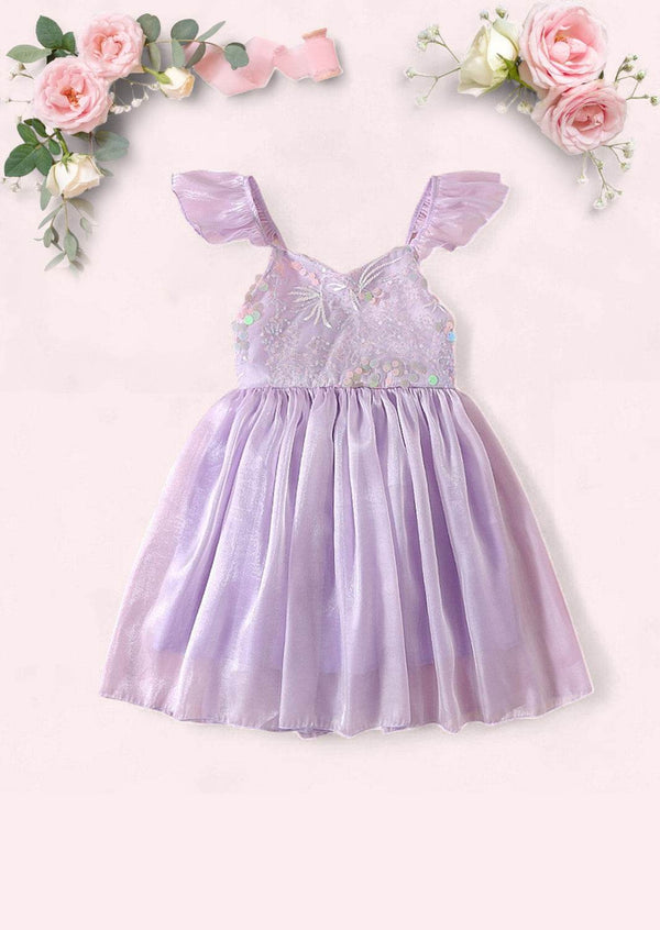 Lavender Ruffle Sleeve Sequin Toddler Dress | Birthdays Princess Parties