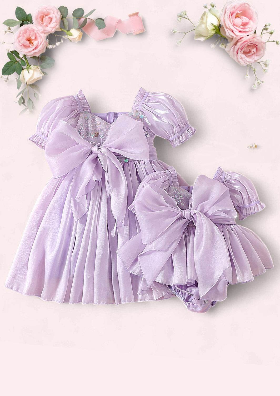Moonbeam Puff Sleeve Dress in Lavender