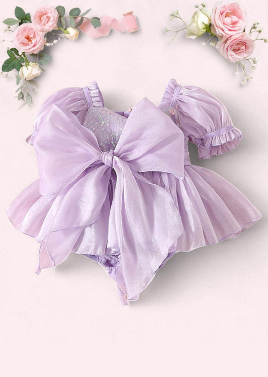 Moonbeam Puff Sleeve Romper in Lavender
