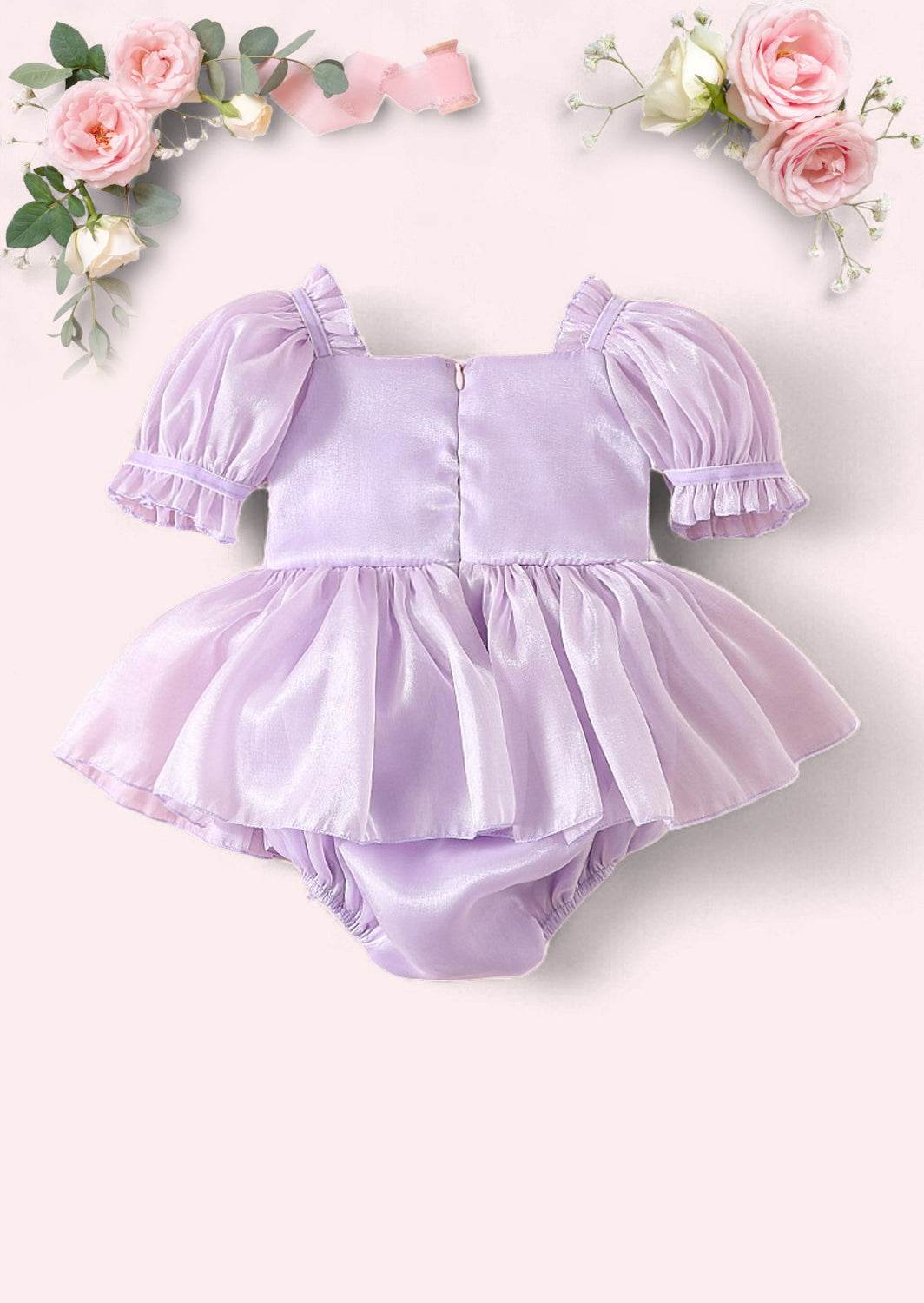 Moonbeam Puff Sleeve Romper in Lavender