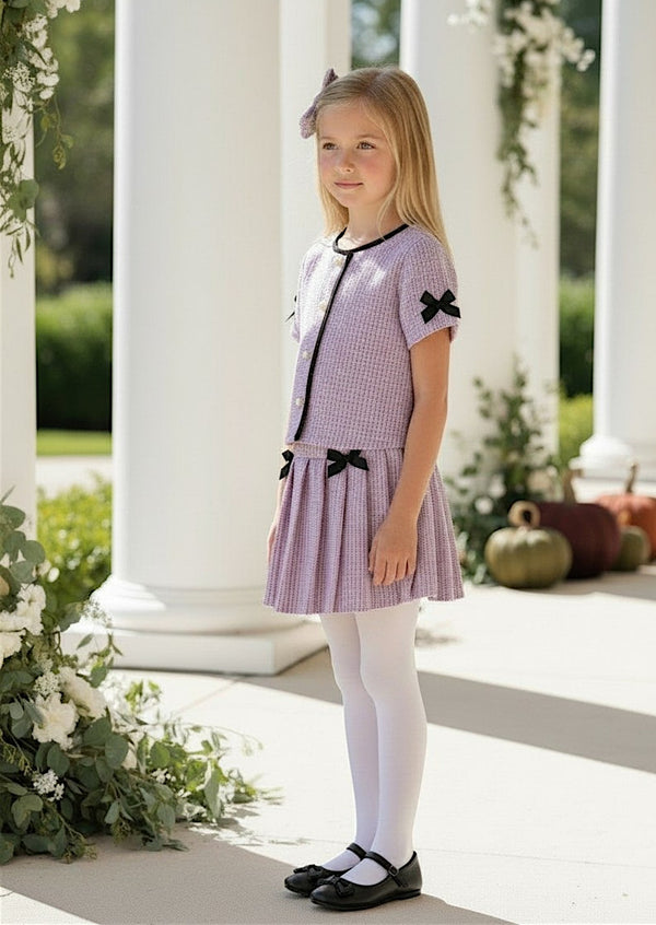 Lavender Luxe Bow Skirt & Top Set - Girls Fall Clothes & Outfits
