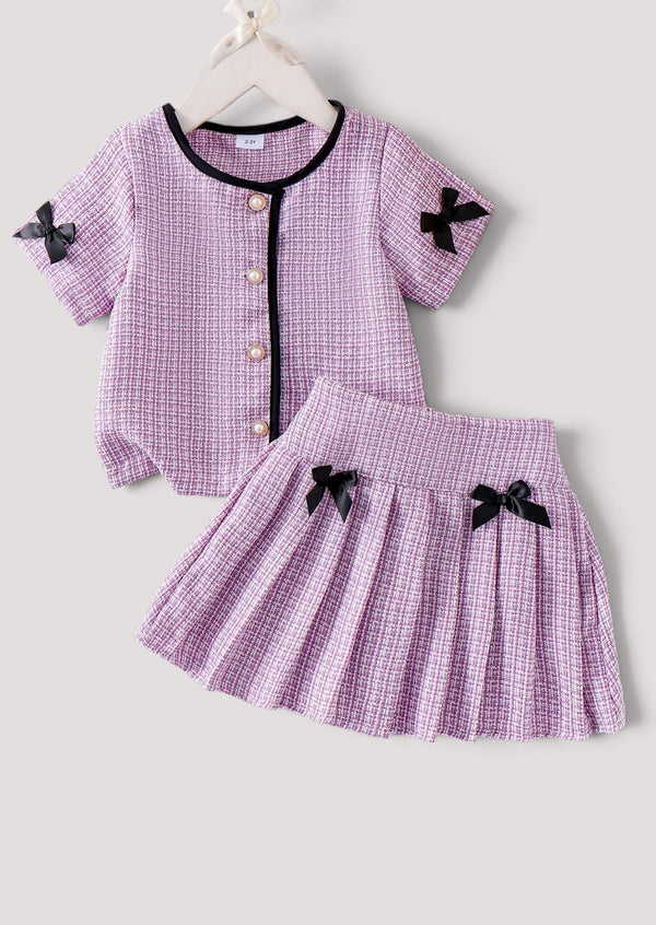 Lavender Luxe Bow Skirt & Top Set - Girls Fall Clothes & Outfits